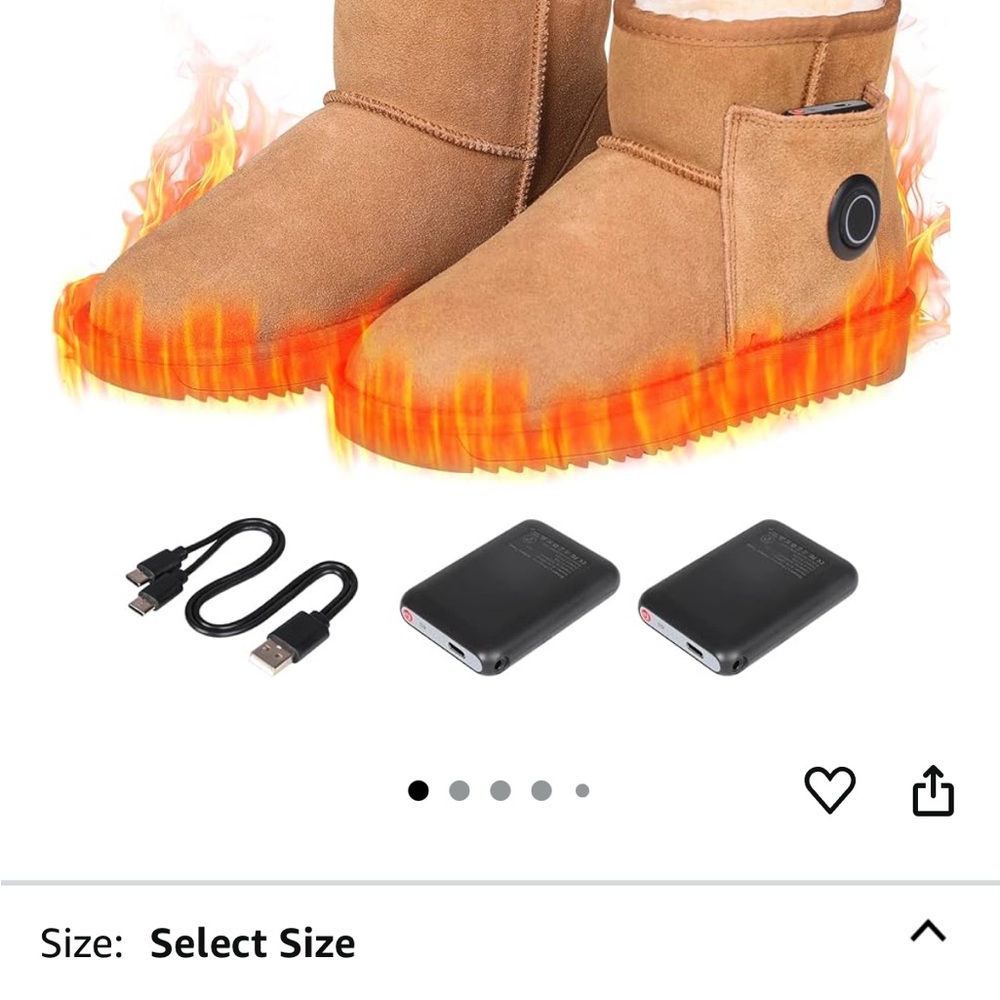 Heated Tan Boots with USB Charger